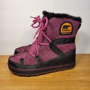 SOREL Glacy Explorer Shortie Fur Waterproof Snow Boot NL2079-529 Size 10.5